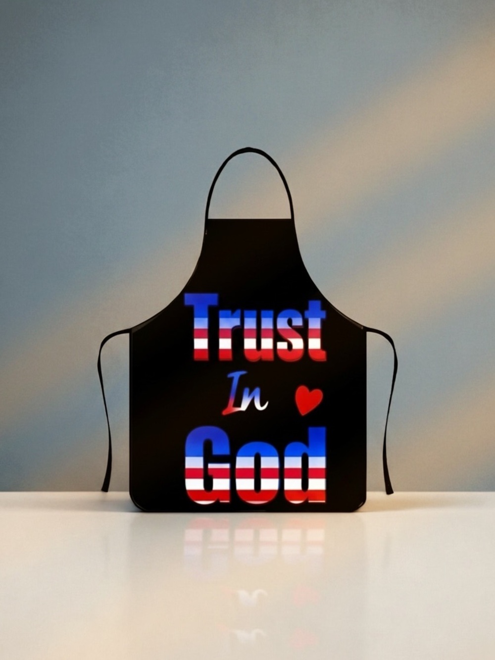 Trust In God Black Graphic Apron with Patriotic Text